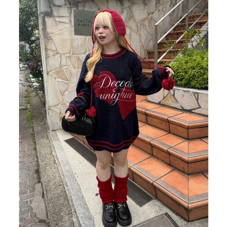 【5色展開】ハートロゴニット | RMAF　NICE CLAUP / OLIVE des OLIVE | 詳細画像29 