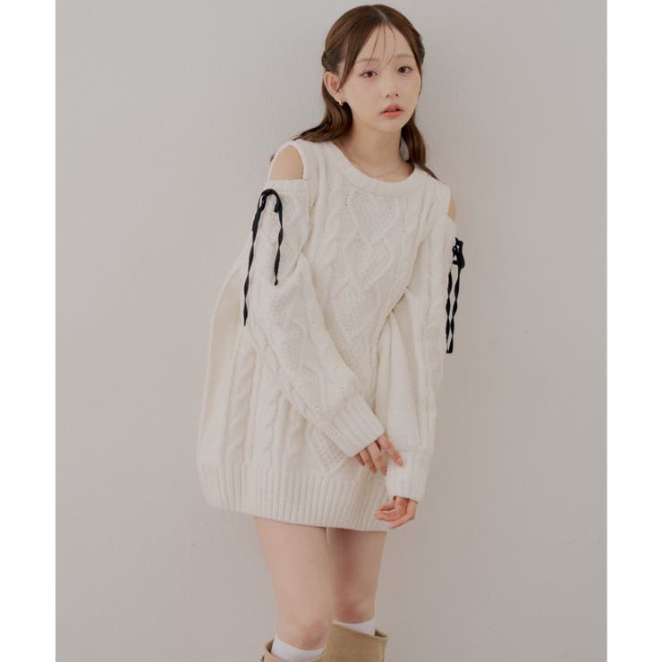 肩あきサイドリボンニットワンピース | RMAF　NICE CLAUP / OLIVE des OLIVE | 詳細画像16 