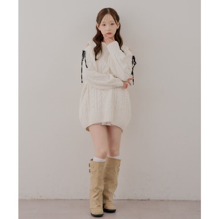 肩あきサイドリボンニットワンピース | RMAF　NICE CLAUP / OLIVE des OLIVE | 詳細画像19 