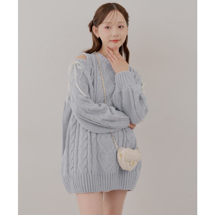 肩あきサイドリボンニットワンピース | RMAF　NICE CLAUP / OLIVE des OLIVE | 詳細画像3 