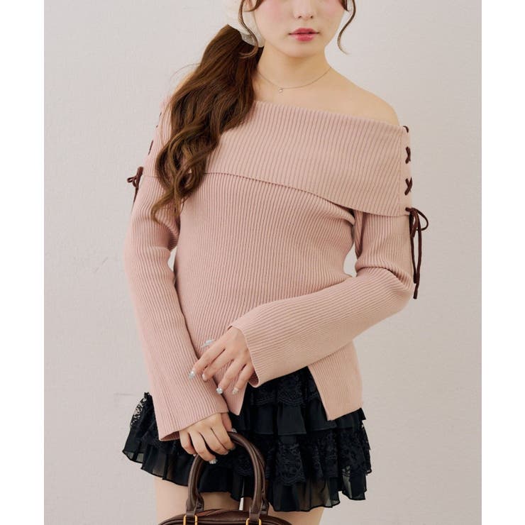 ピンク | ドロストオフショルニット | RMAF　NICE CLAUP / OLIVE des OLIVE
