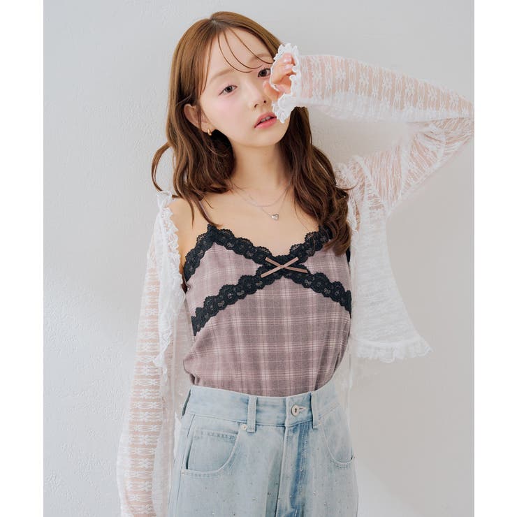 【セットアイテム】レースカーディガン×カップ付きレースキャミ | RMAF　NICE CLAUP / OLIVE des OLIVE | 詳細画像1 