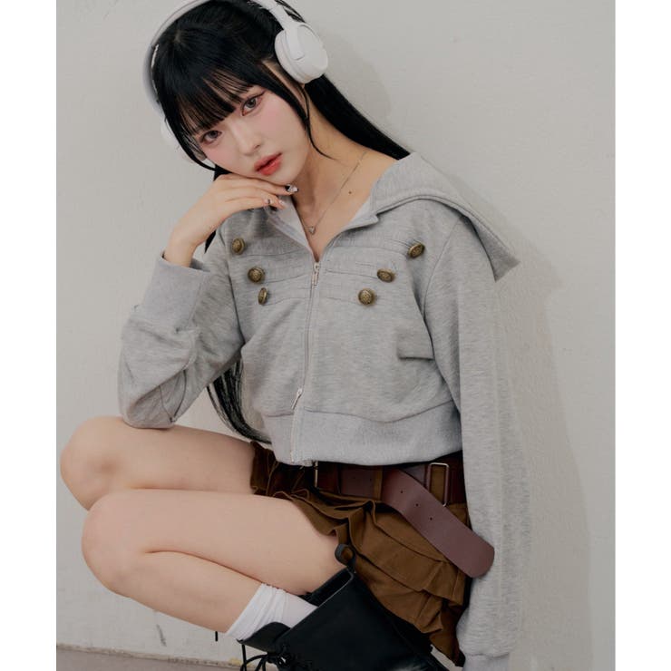 トップグレー | ナポレオン風ジップアップパーカー | RMAF　NICE CLAUP / OLIVE des OLIVE