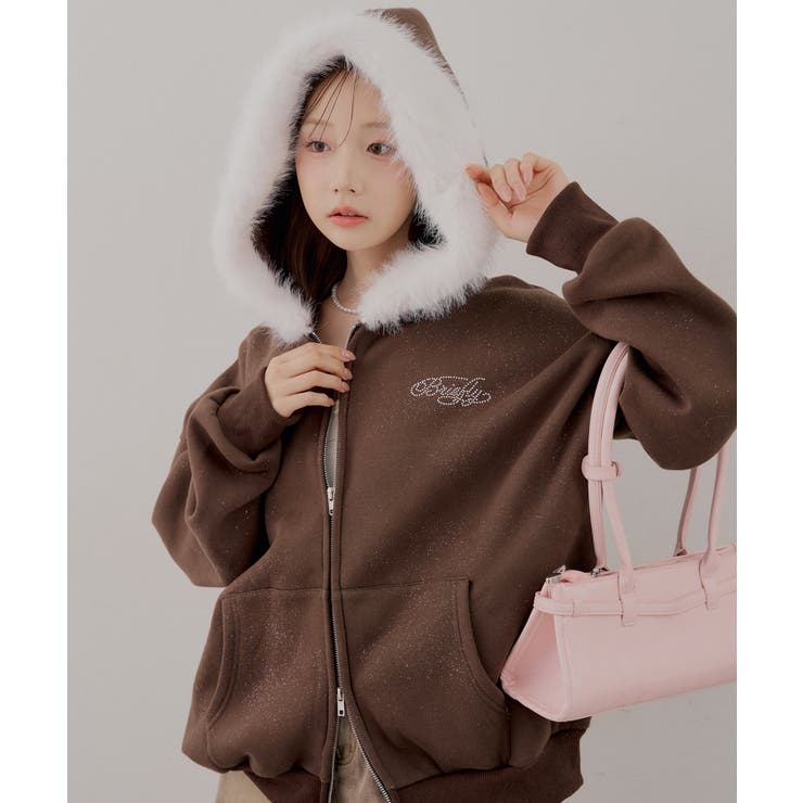 【裏起毛】キラキラなキラキラロゴファーパーカー | RMAF　NICE CLAUP / OLIVE des OLIVE | 詳細画像12 