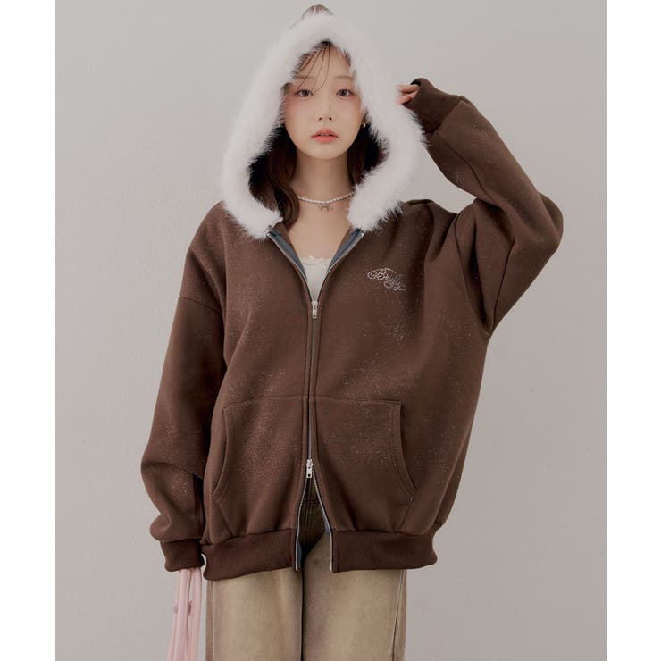 【裏起毛】キラキラなキラキラロゴファーパーカー | RMAF　NICE CLAUP / OLIVE des OLIVE | 詳細画像14 