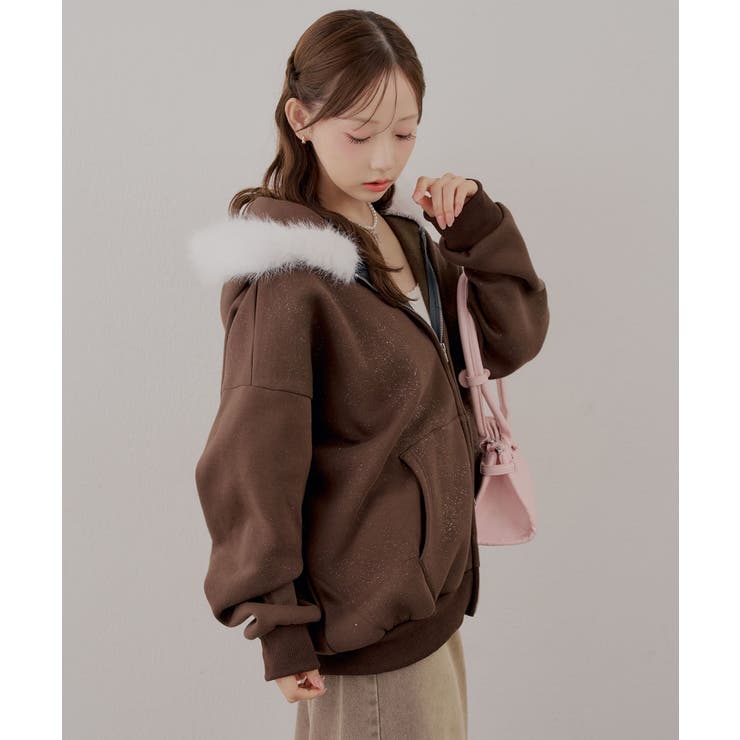 【裏起毛】キラキラなキラキラロゴファーパーカー | RMAF　NICE CLAUP / OLIVE des OLIVE | 詳細画像18 