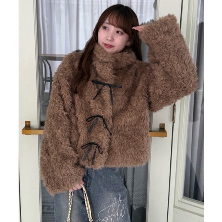 モカ | マルチリボンファイクファージャケット | RMAF　NICE CLAUP / OLIVE des OLIVE