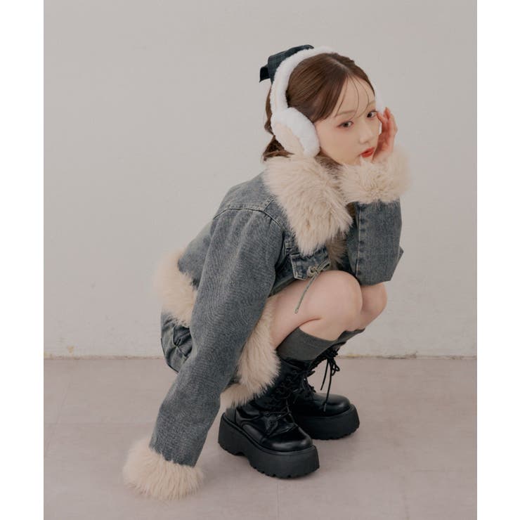 【セットアップ対応】フェイクファー付デニムブルゾン | RMAF　NICE CLAUP / OLIVE des OLIVE | 詳細画像7 