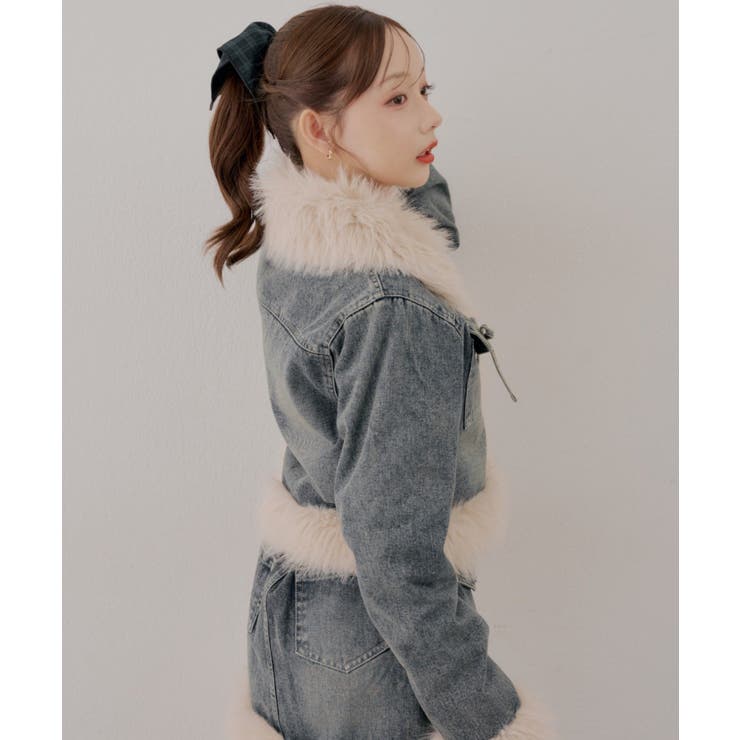【セットアップ対応】フェイクファー付デニムブルゾン | RMAF　NICE CLAUP / OLIVE des OLIVE | 詳細画像9 