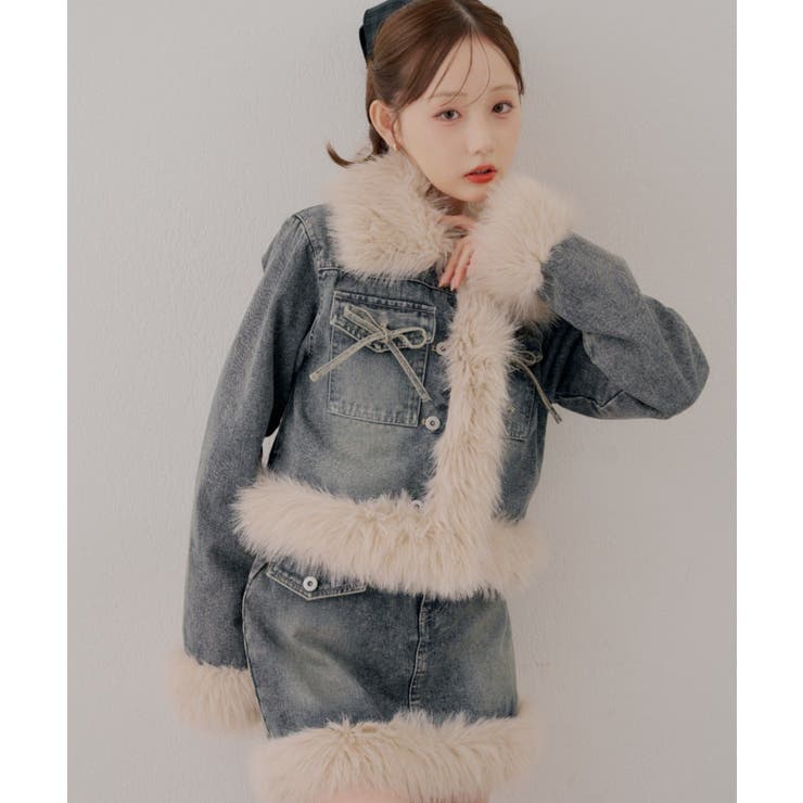 【セットアップ対応】フェイクファー付デニムブルゾン | RMAF　NICE CLAUP / OLIVE des OLIVE | 詳細画像10 