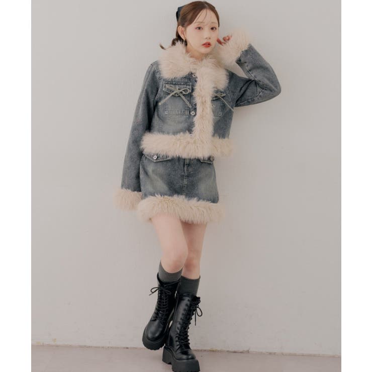 【セットアップ対応】フェイクファー付デニムブルゾン | RMAF　NICE CLAUP / OLIVE des OLIVE | 詳細画像12 