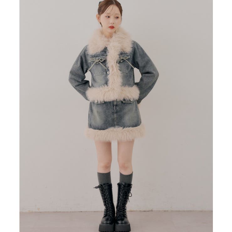【セットアップ対応】フェイクファー付デニムブルゾン | RMAF　NICE CLAUP / OLIVE des OLIVE | 詳細画像13 