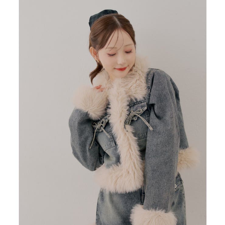 【セットアップ対応】フェイクファー付デニムブルゾン | RMAF　NICE CLAUP / OLIVE des OLIVE | 詳細画像5 