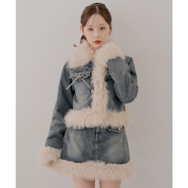 【セットアップ対応】フェイクファー付デニムブルゾン | RMAF　NICE CLAUP / OLIVE des OLIVE | 詳細画像6 