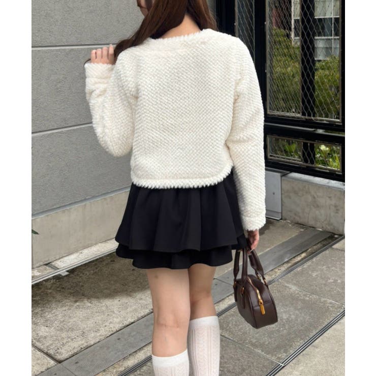 ストライプファーノーカラージャケット | RMAF　NICE CLAUP / OLIVE des OLIVE | 詳細画像7 