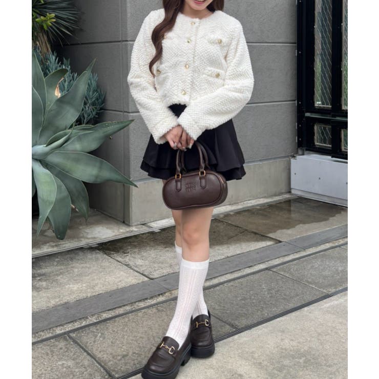 ストライプファーノーカラージャケット | RMAF　NICE CLAUP / OLIVE des OLIVE | 詳細画像9 