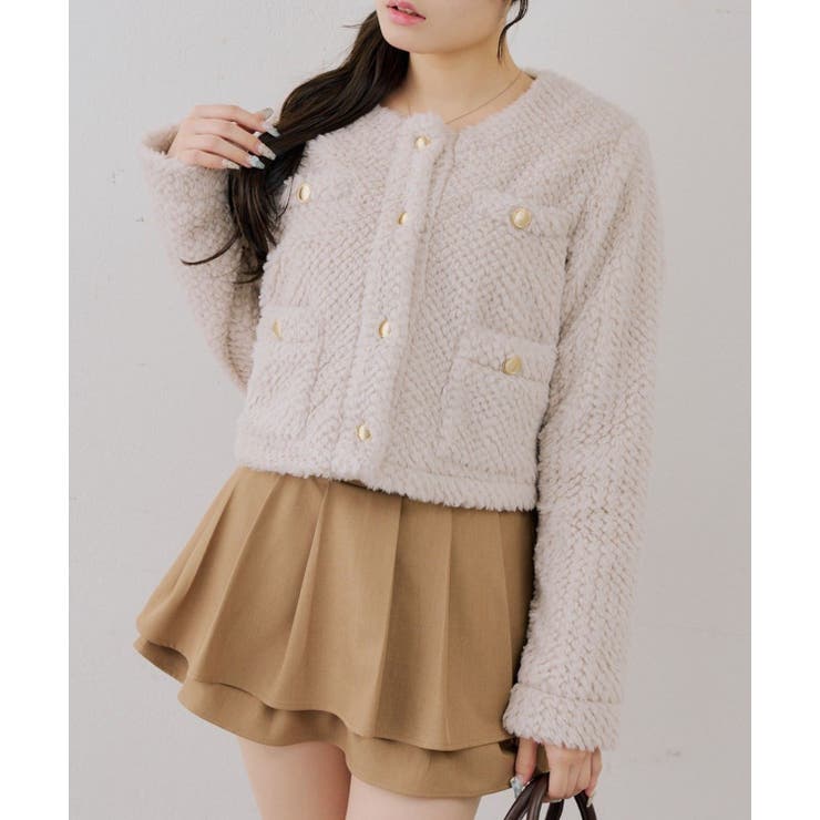 ストライプファーノーカラージャケット | RMAF　NICE CLAUP / OLIVE des OLIVE | 詳細画像24 