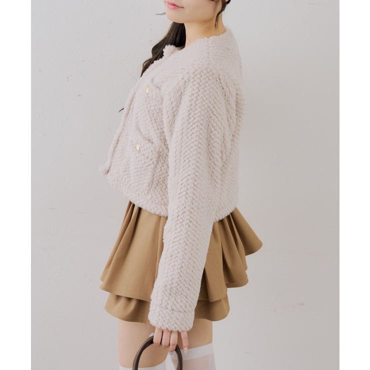 ストライプファーノーカラージャケット | RMAF　NICE CLAUP / OLIVE des OLIVE | 詳細画像25 