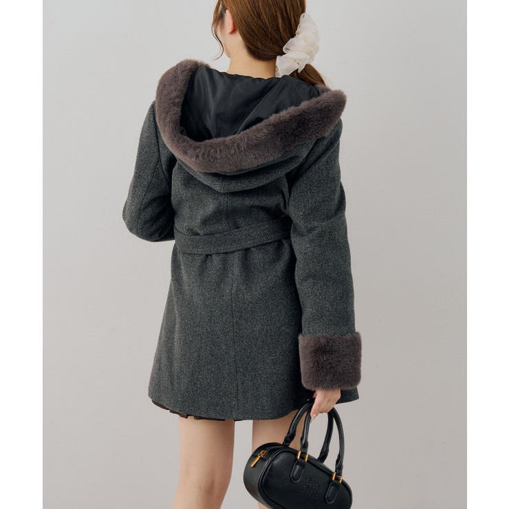 フードフェイクファー付コート | RMAF　NICE CLAUP / OLIVE des OLIVE | 詳細画像7 