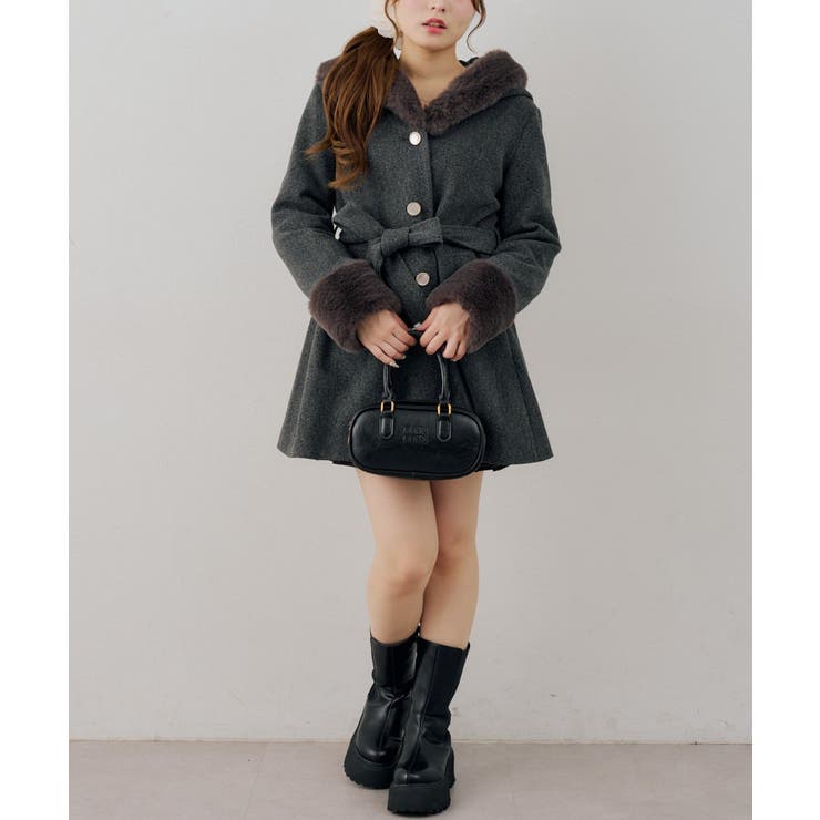 フードフェイクファー付コート | RMAF　NICE CLAUP / OLIVE des OLIVE | 詳細画像8 