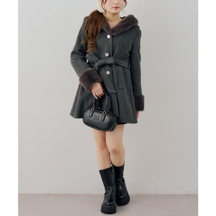 フードフェイクファー付コート | RMAF　NICE CLAUP / OLIVE des OLIVE | 詳細画像9 
