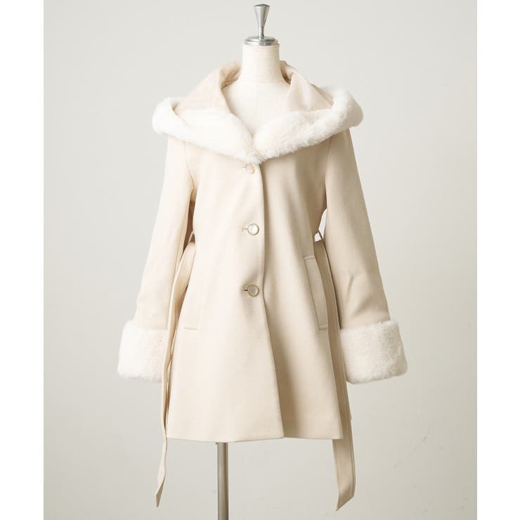 アイボリー | フードフェイクファー付コート | RMAF　NICE CLAUP / OLIVE des OLIVE