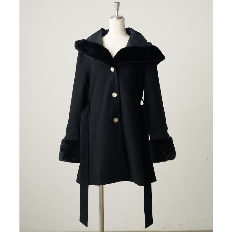 ブラック | フードフェイクファー付コート | RMAF　NICE CLAUP / OLIVE des OLIVE
