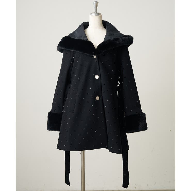 ブラック系 | フードフェイクファー付コート | RMAF　NICE CLAUP / OLIVE des OLIVE