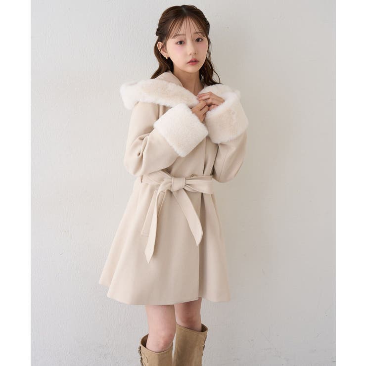 フードフェイクファー付コート | RMAF　NICE CLAUP / OLIVE des OLIVE | 詳細画像13 