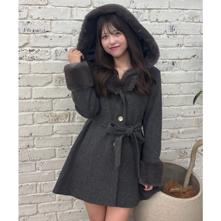 フードフェイクファー付コート | RMAF　NICE CLAUP / OLIVE des OLIVE | 詳細画像12 