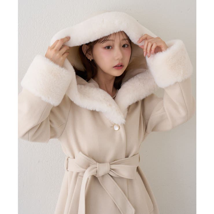 フードフェイクファー付コート | RMAF　NICE CLAUP / OLIVE des OLIVE | 詳細画像16 