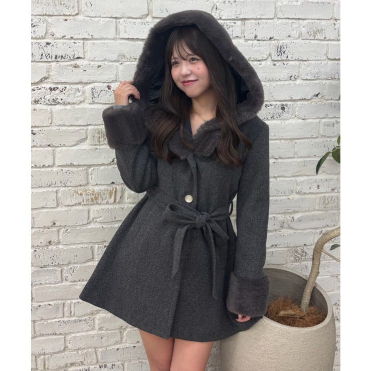 フードフェイクファー付コート | RMAF　NICE CLAUP / OLIVE des OLIVE | 詳細画像16 