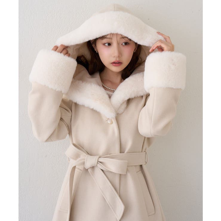 フードフェイクファー付コート | RMAF　NICE CLAUP / OLIVE des OLIVE | 詳細画像17 