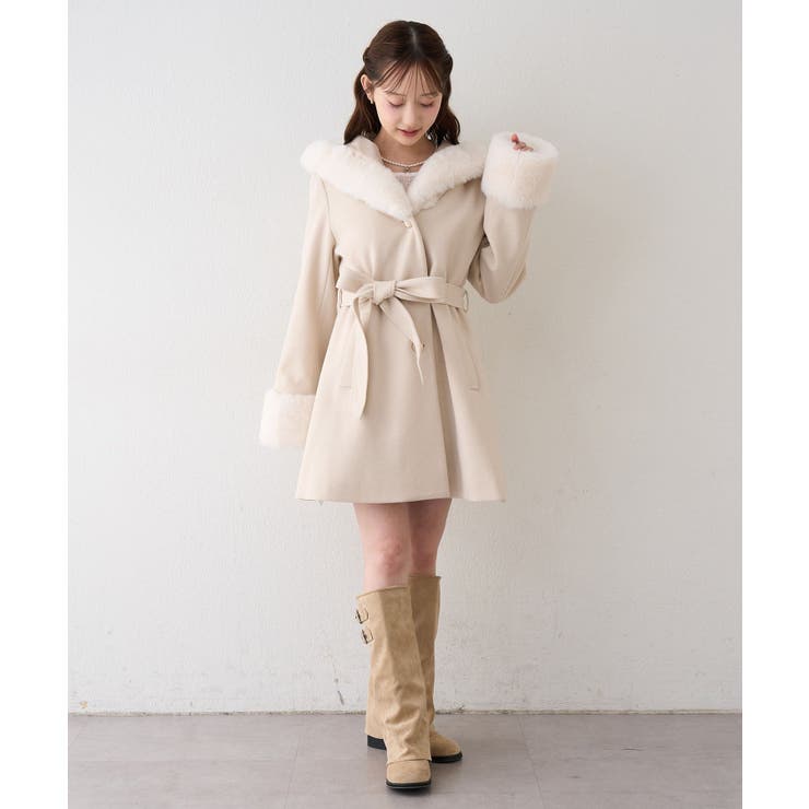 フードフェイクファー付コート | RMAF　NICE CLAUP / OLIVE des OLIVE | 詳細画像21 