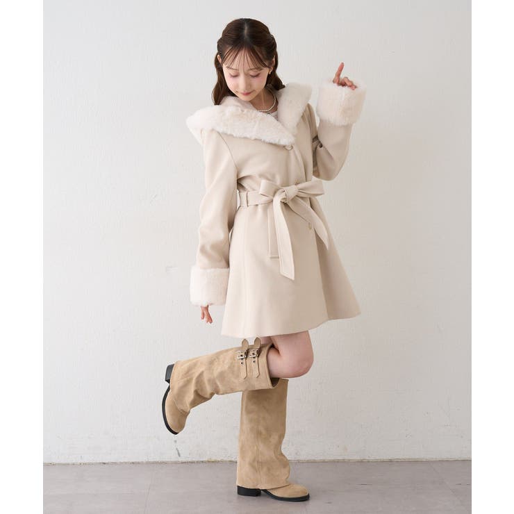 フードフェイクファー付コート | RMAF　NICE CLAUP / OLIVE des OLIVE | 詳細画像22 