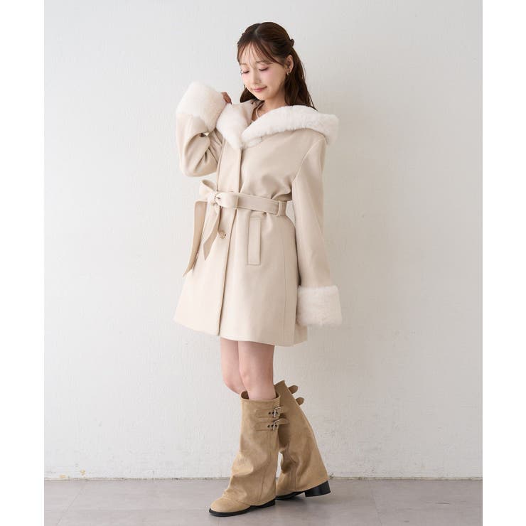 フードフェイクファー付コート | RMAF　NICE CLAUP / OLIVE des OLIVE | 詳細画像24 