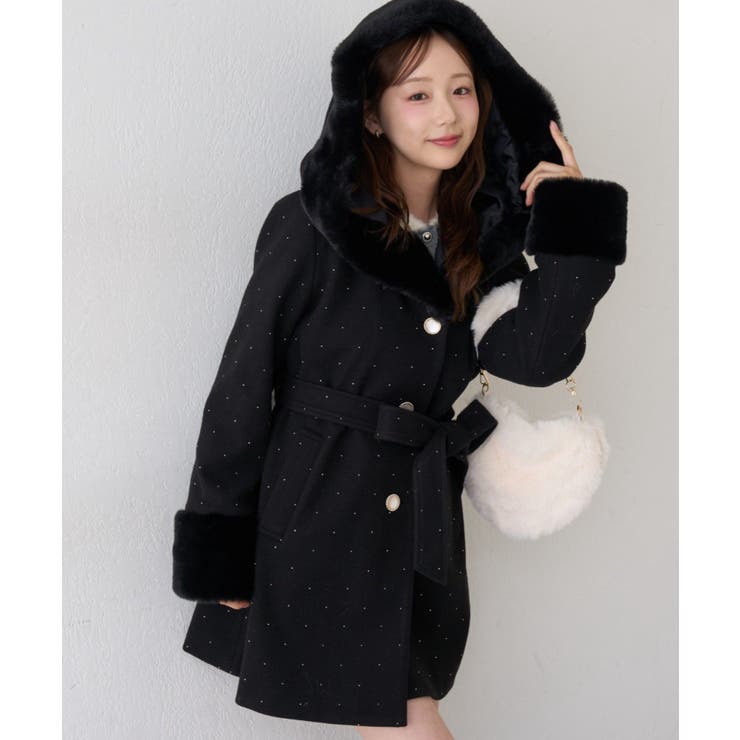 ブラック系 | フードフェイクファー付コート | RMAF　NICE CLAUP / OLIVE des OLIVE