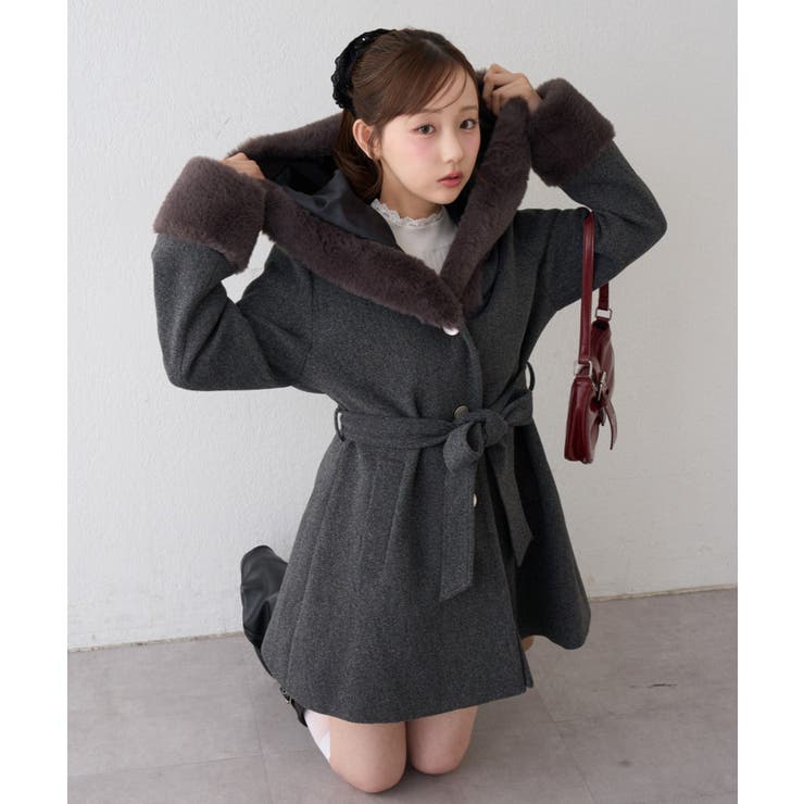 フードフェイクファー付コート | RMAF　NICE CLAUP / OLIVE des OLIVE | 詳細画像25 