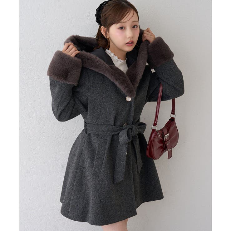 フードフェイクファー付コート | RMAF　NICE CLAUP / OLIVE des OLIVE | 詳細画像28 