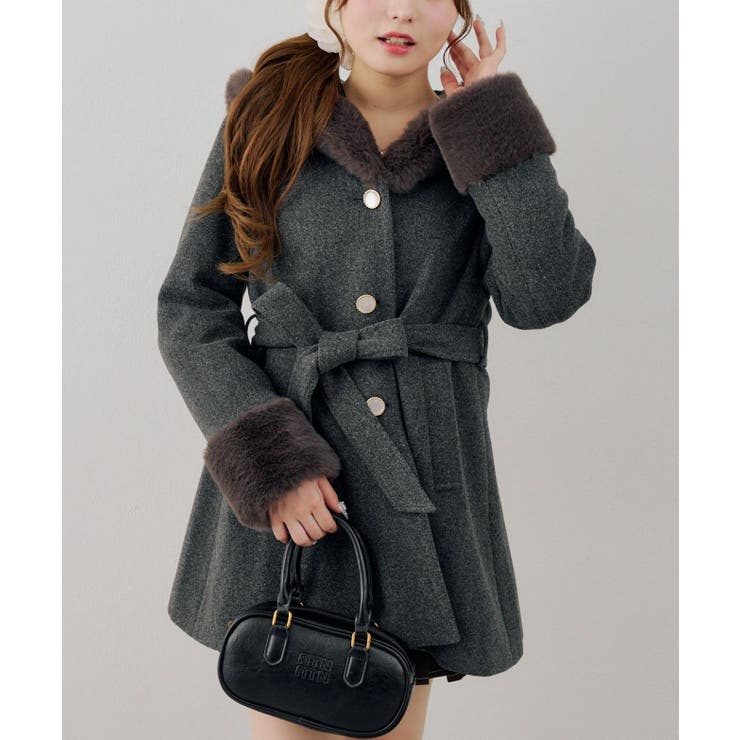 フードフェイクファー付コート | RMAF　NICE CLAUP / OLIVE des OLIVE | 詳細画像5 