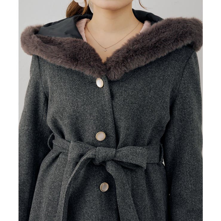 フードフェイクファー付コート | RMAF　NICE CLAUP / OLIVE des OLIVE | 詳細画像25 