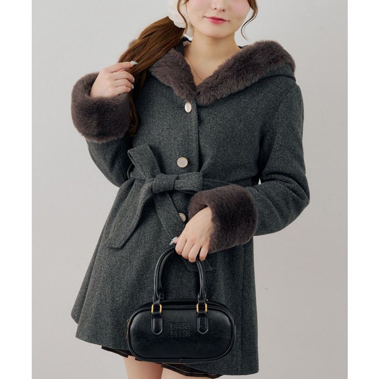 フードフェイクファー付コート | RMAF　NICE CLAUP / OLIVE des OLIVE | 詳細画像6 