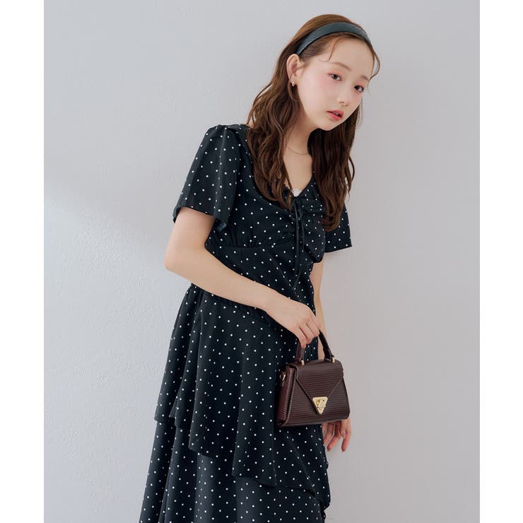 ドット柄 アシンメトリーフリルロングワンピース | RMAF　NICE CLAUP / OLIVE des OLIVE | 詳細画像19 