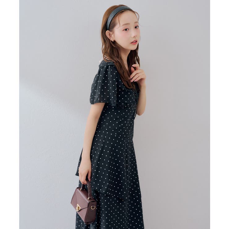 ドット柄 アシンメトリーフリルロングワンピース | RMAF　NICE CLAUP / OLIVE des OLIVE | 詳細画像20 