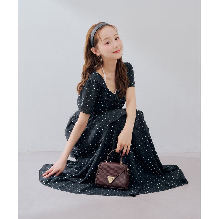 ドット柄 アシンメトリーフリルロングワンピース | RMAF　NICE CLAUP / OLIVE des OLIVE | 詳細画像23 