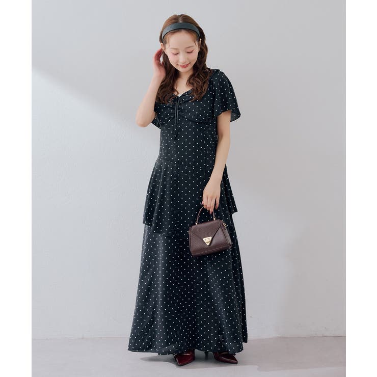 ドット柄 アシンメトリーフリルロングワンピース | RMAF　NICE CLAUP / OLIVE des OLIVE | 詳細画像28 