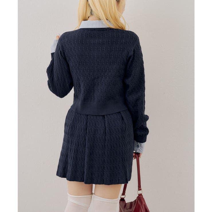 【セットアップ】ケーブルカーディガン×ミニスカート | RMAF　NICE CLAUP / OLIVE des OLIVE | 詳細画像3 