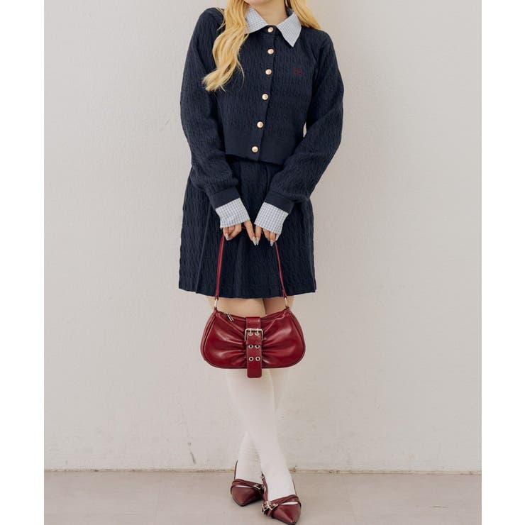 【セットアップ】ケーブルカーディガン×ミニスカート | RMAF　NICE CLAUP / OLIVE des OLIVE | 詳細画像4 
