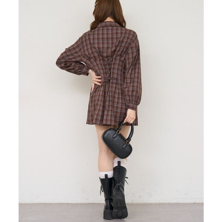後ろレースアップシャツワンピース | RMAF　NICE CLAUP / OLIVE des OLIVE | 詳細画像19 