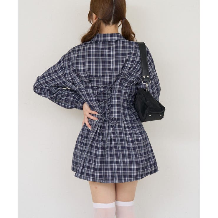 後ろレースアップシャツワンピース | RMAF　NICE CLAUP / OLIVE des OLIVE | 詳細画像6 
